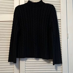 KATE HILL Petite Mock Neck Cable Sweater